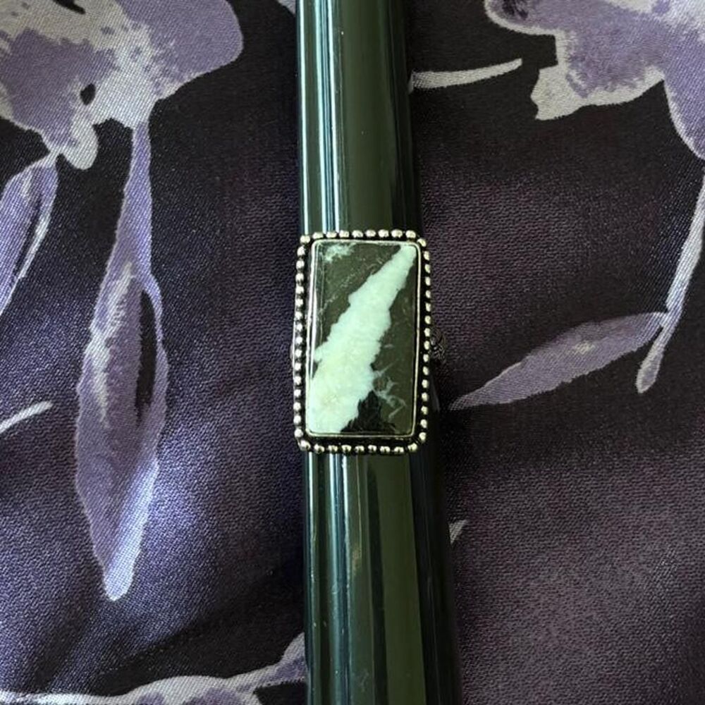 Genuine Black and White Zebra Jasper Ring